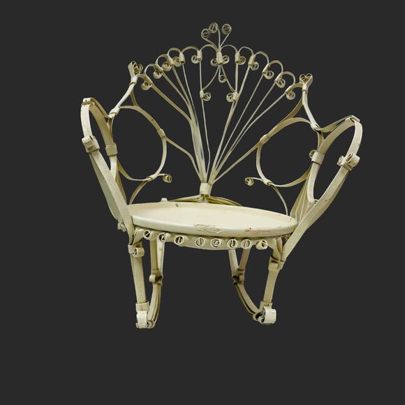 Vintage Miniature Dollhouse Metal Rocking Chair Original Folk Victorian Chair - Picture 1 of 11